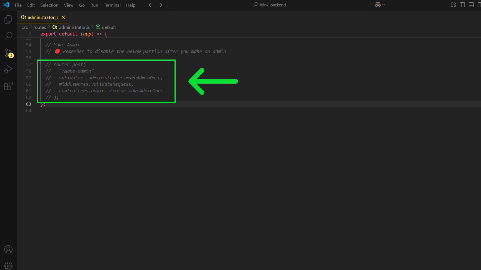 Activate Make Admin Path on Backend