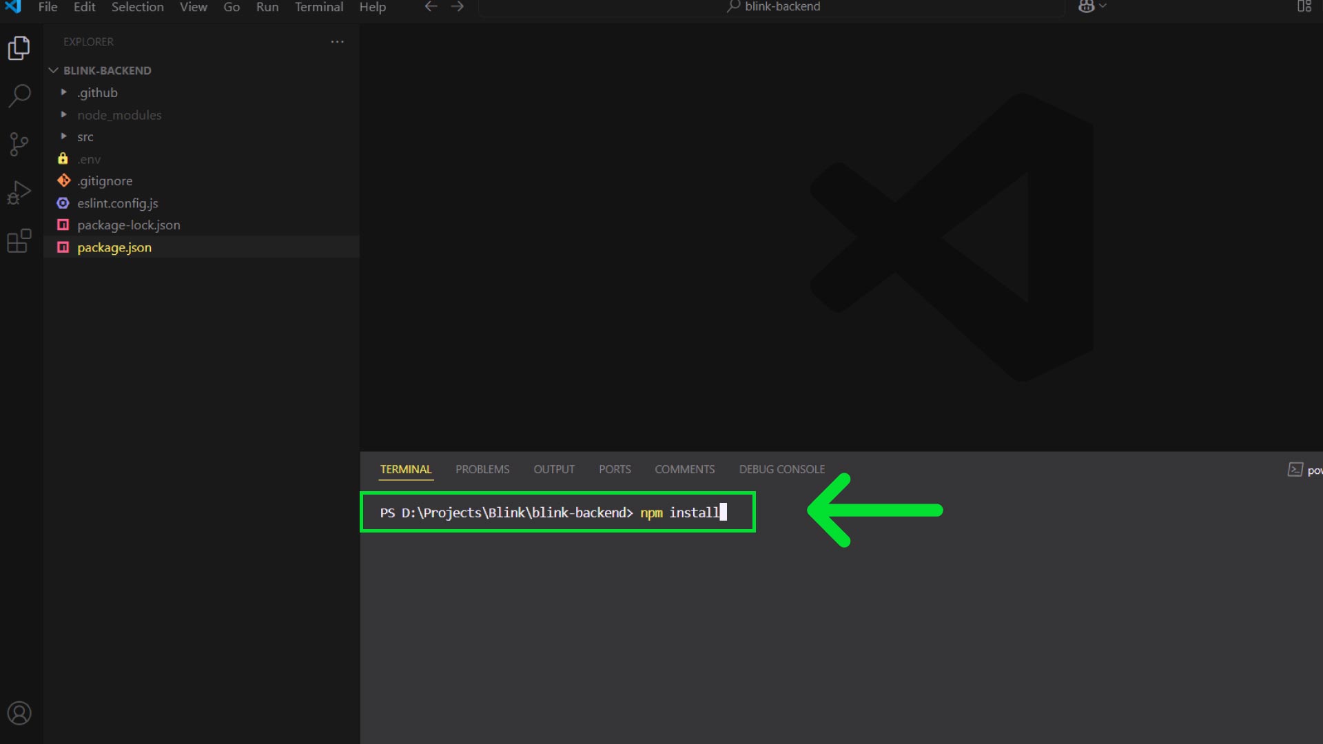 Backend package install