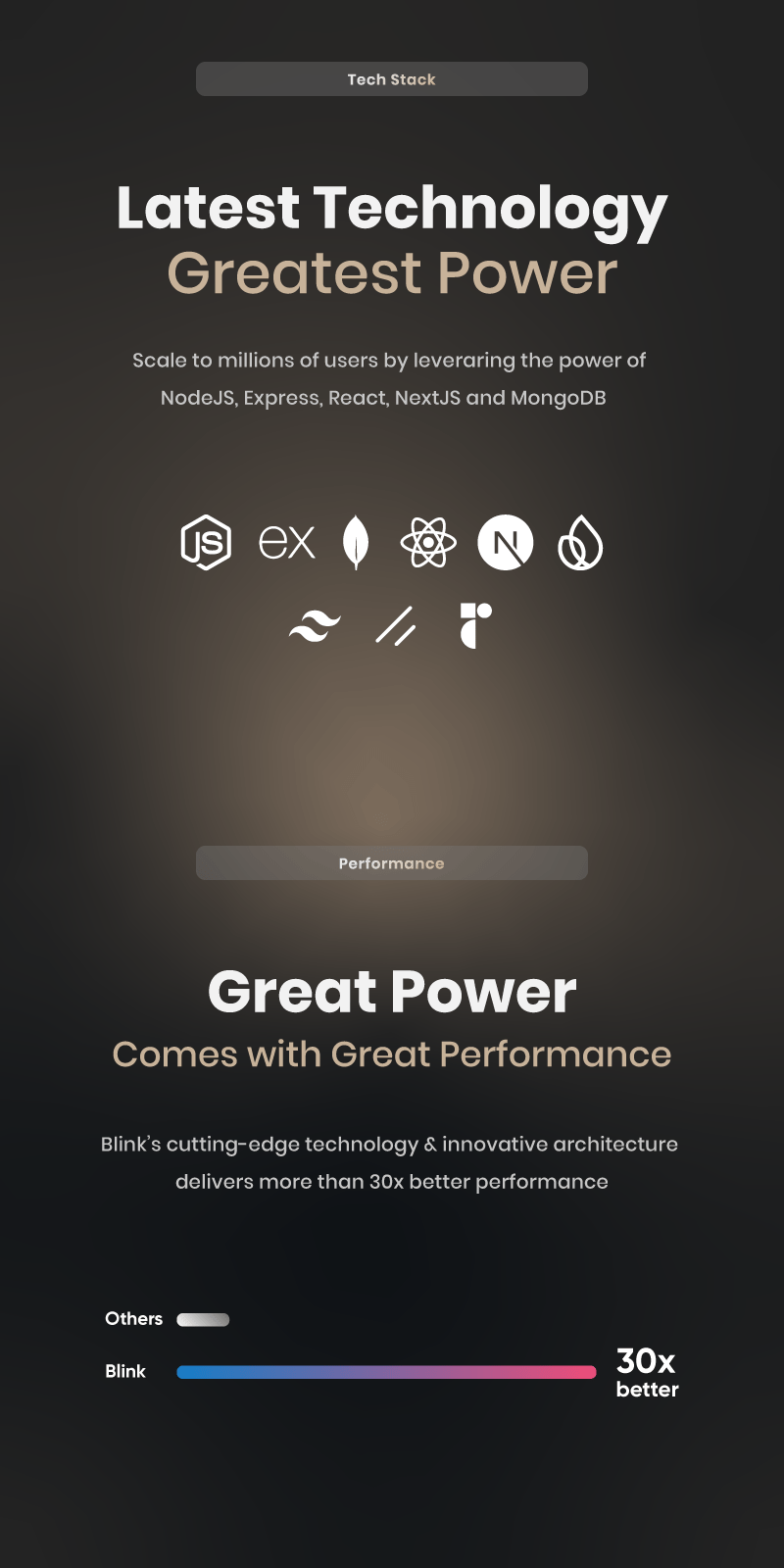 Blink Bio Link Power and Performance Tech Stack