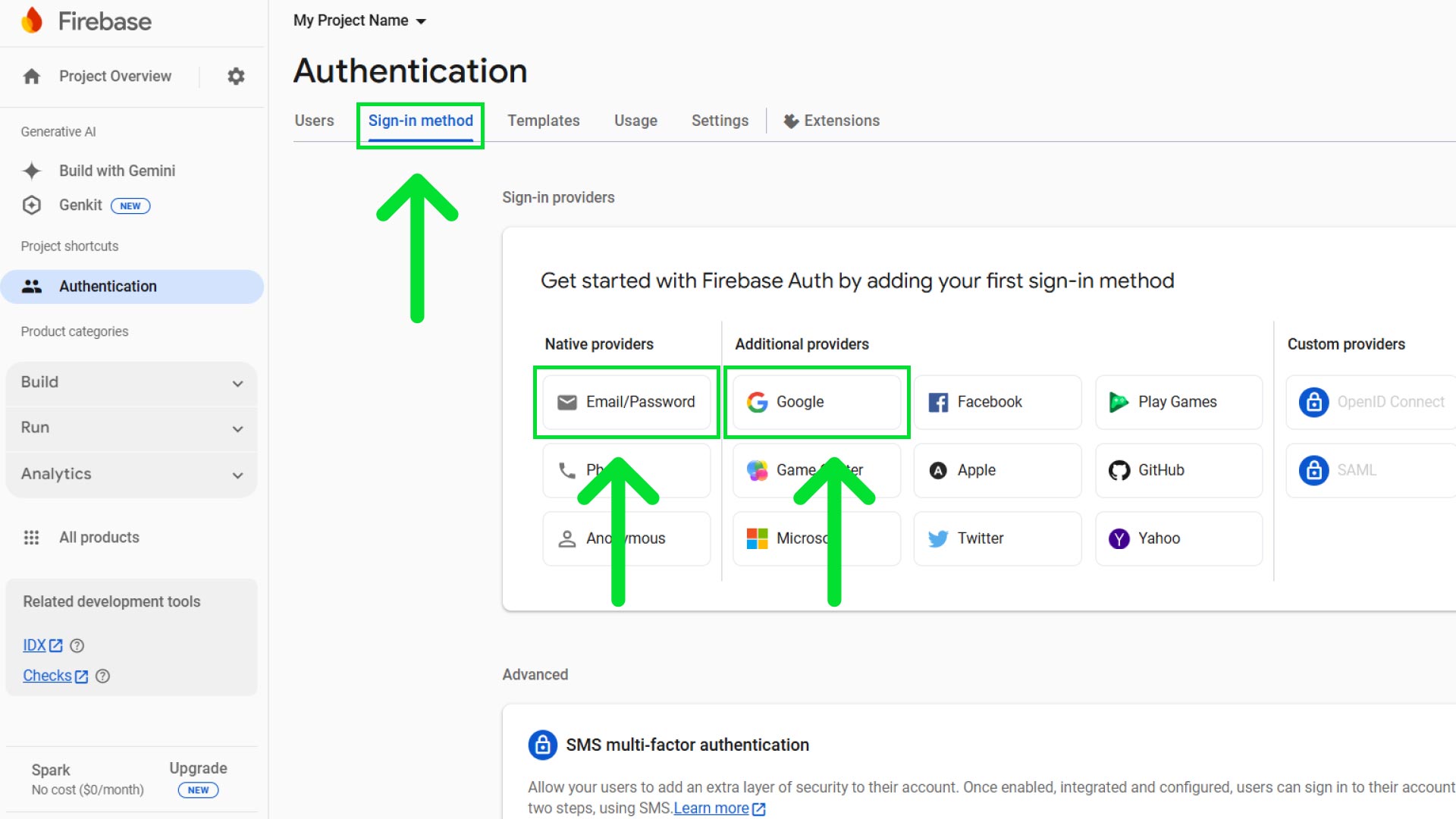Firebase Auth Select Providers